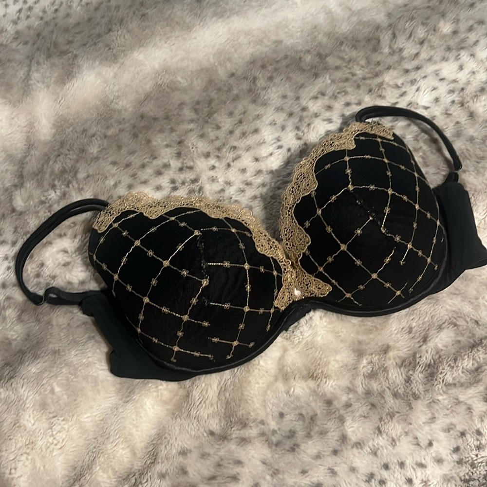 Cacique bra 42C black and tan lace